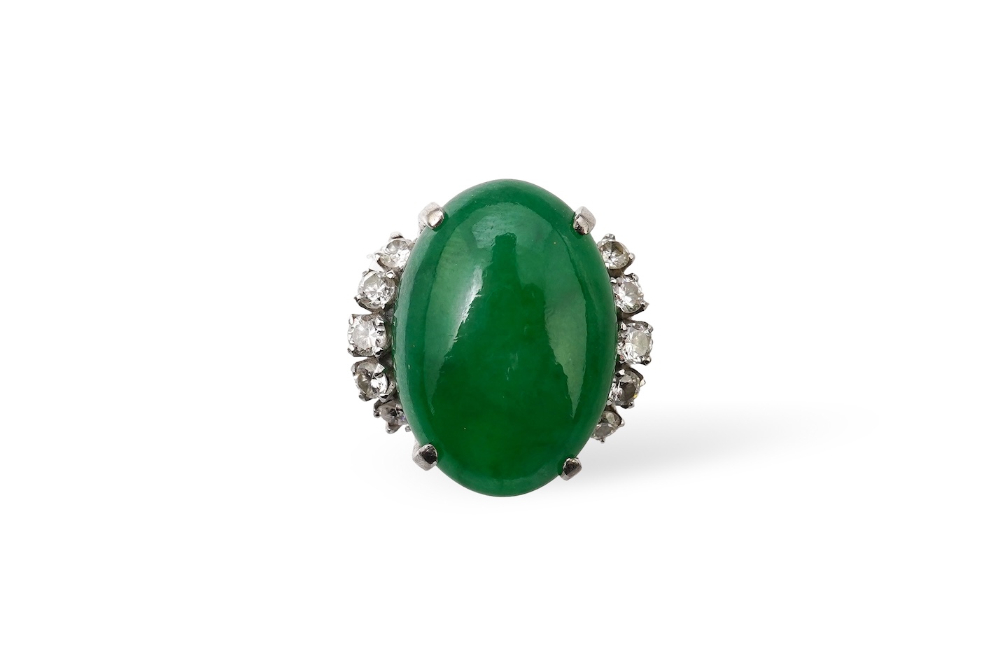 A jadeite and diamond ring, 1960s